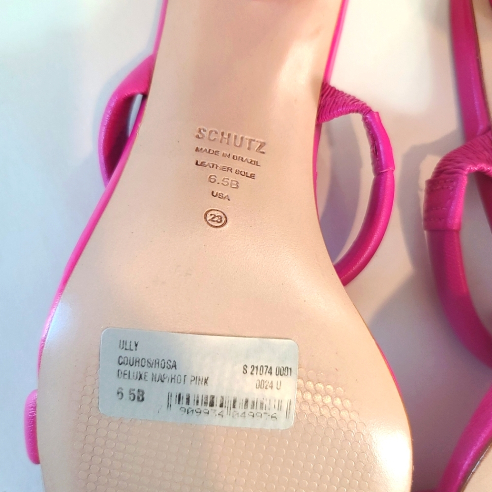 SCHUTZ Ully Nappa Leather Sandals in Hot Pink - Picture 12 of 12
